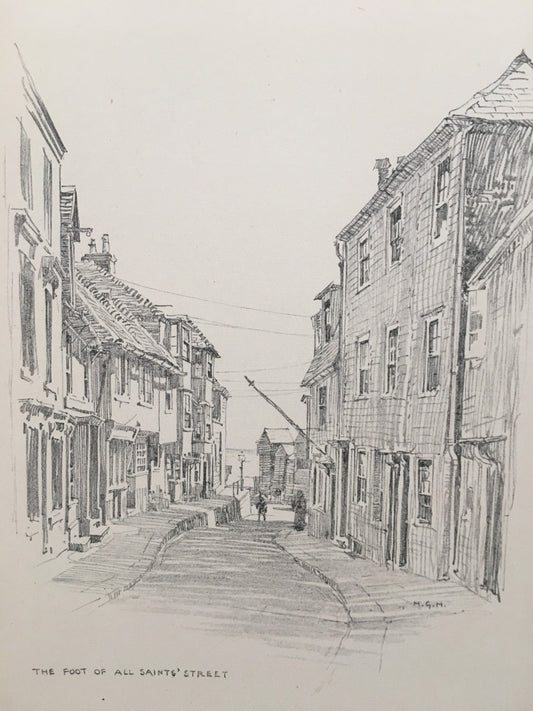 1915 HASTINGS - All Saints' Street - Antique Hastings Print - Local History Print - Hasting Kent Wall Art - Over 100 Years Old