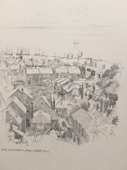 1915 HASTINGS - OLD TOWN - Antique Hastings Print - Local History Print - Hasting Kent Wall Art - Over 100 Years Old