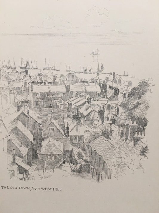 1915 HASTINGS - OLD TOWN - Antique Hastings Print - Local History Print - Hasting Kent Wall Art - Over 100 Years Old