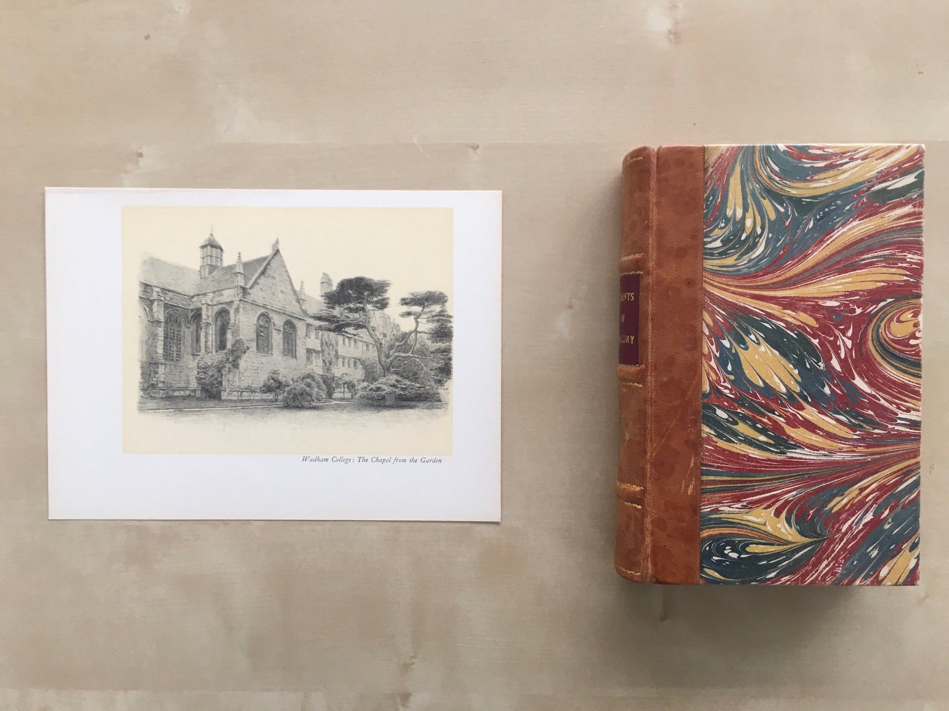 1934 OXFORD - WADHAM COLLEGE Chapel, from the Garden, by W.G Blackall - Original Print - Oxford University Print - 7.5 x 9 Inches