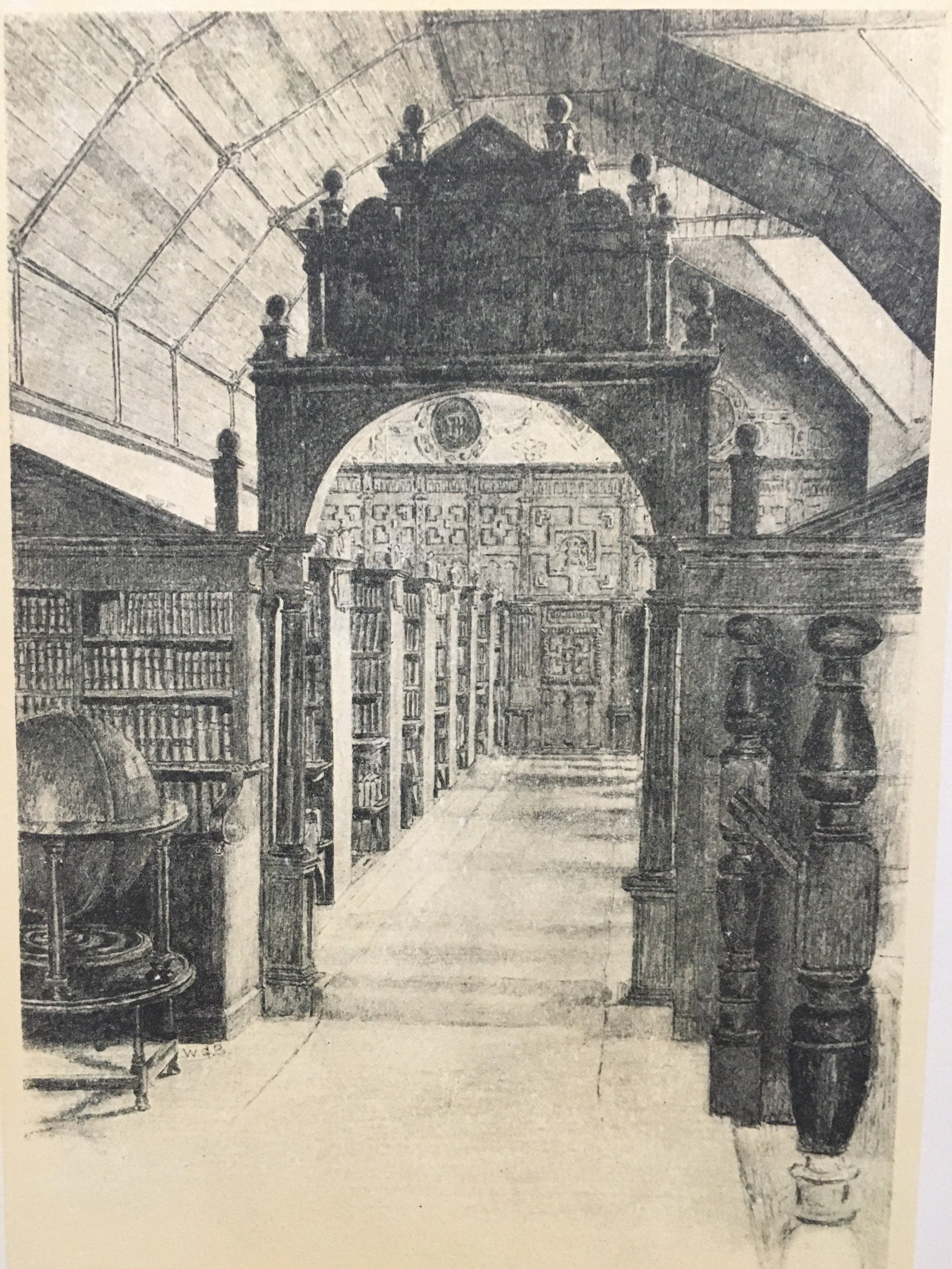 1934 OXFORD - MERTON COLLEGE Library Interior, by W.G Blackall - Original Print - Oxford University Print - 7.5 x 9 Inches