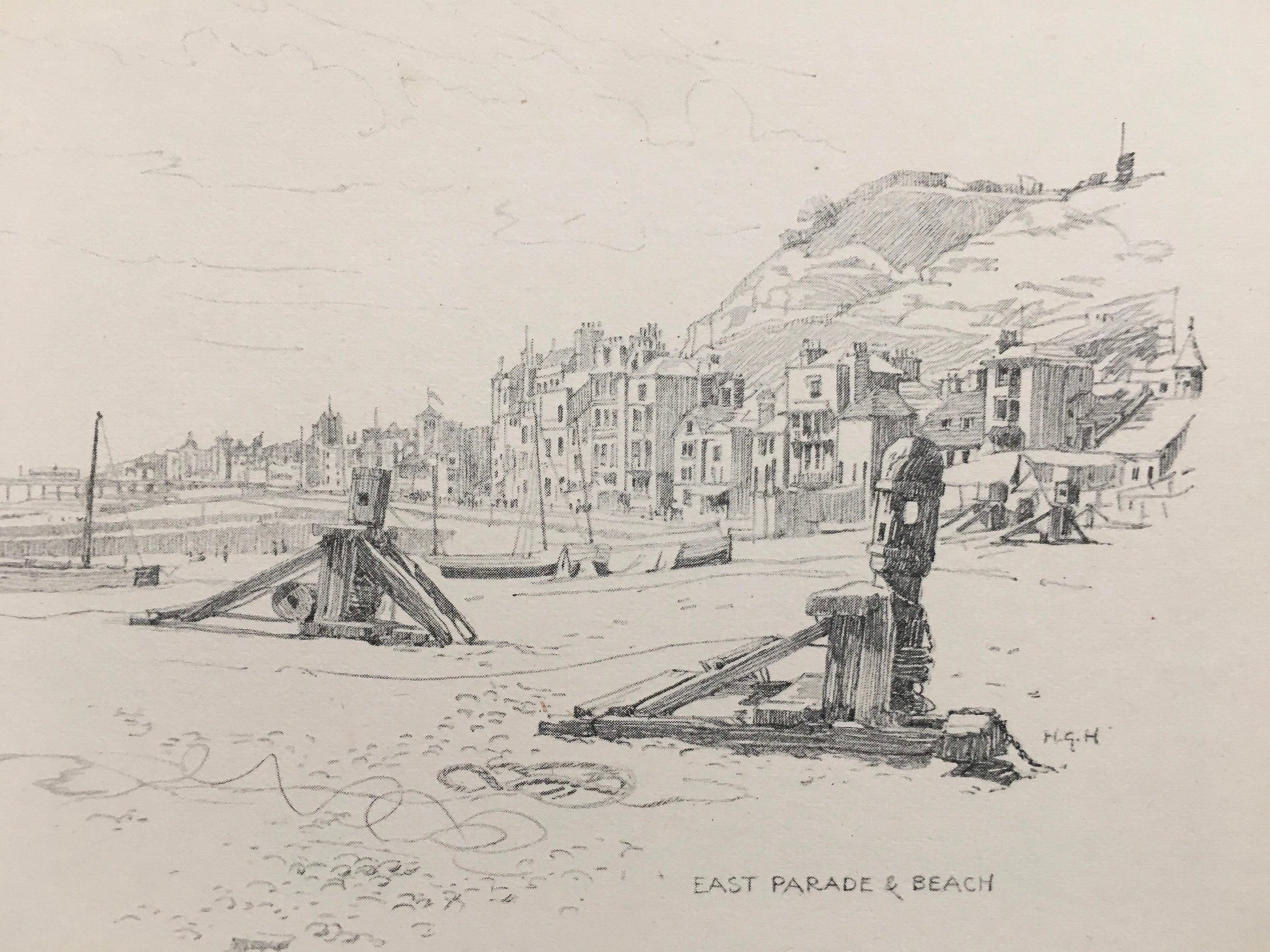 1915 HASTINGS - EAST PARADE - Antique Hastings Print - Local History Print - Hasting Kent Wall Art - Over 100 Years Old