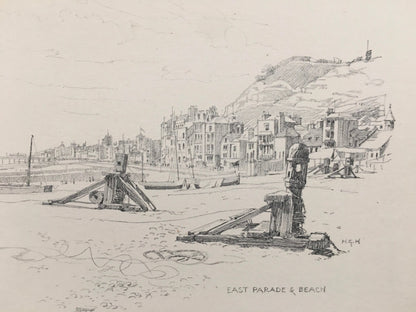 1915 HASTINGS - EAST PARADE - Antique Hastings Print - Local History Print - Hasting Kent Wall Art - Over 100 Years Old