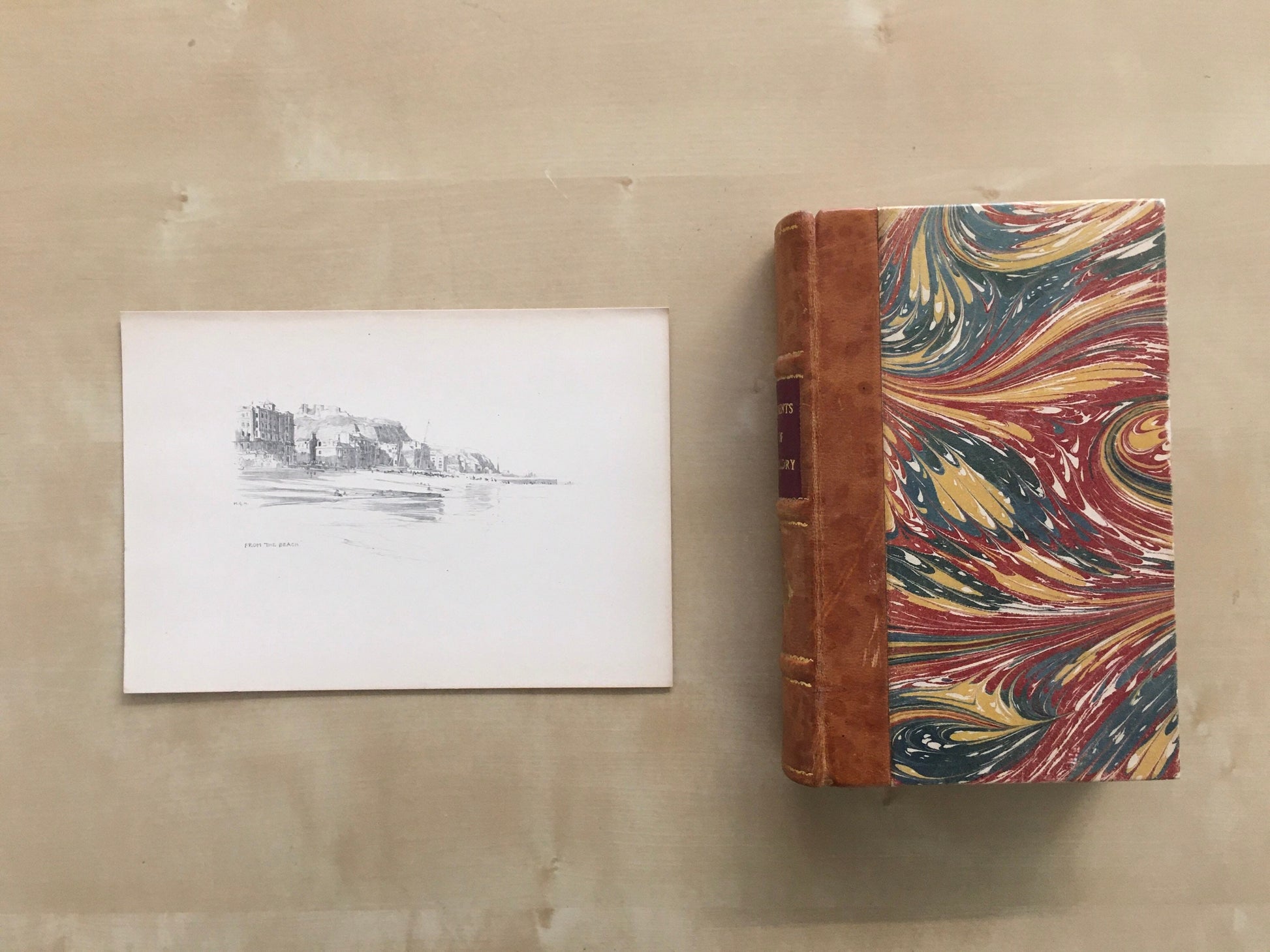 1915 HASTINGS - From the Beach - Antique Hastings Print - Local History Print - Hasting Kent Wall Art - Over 100 Years Old