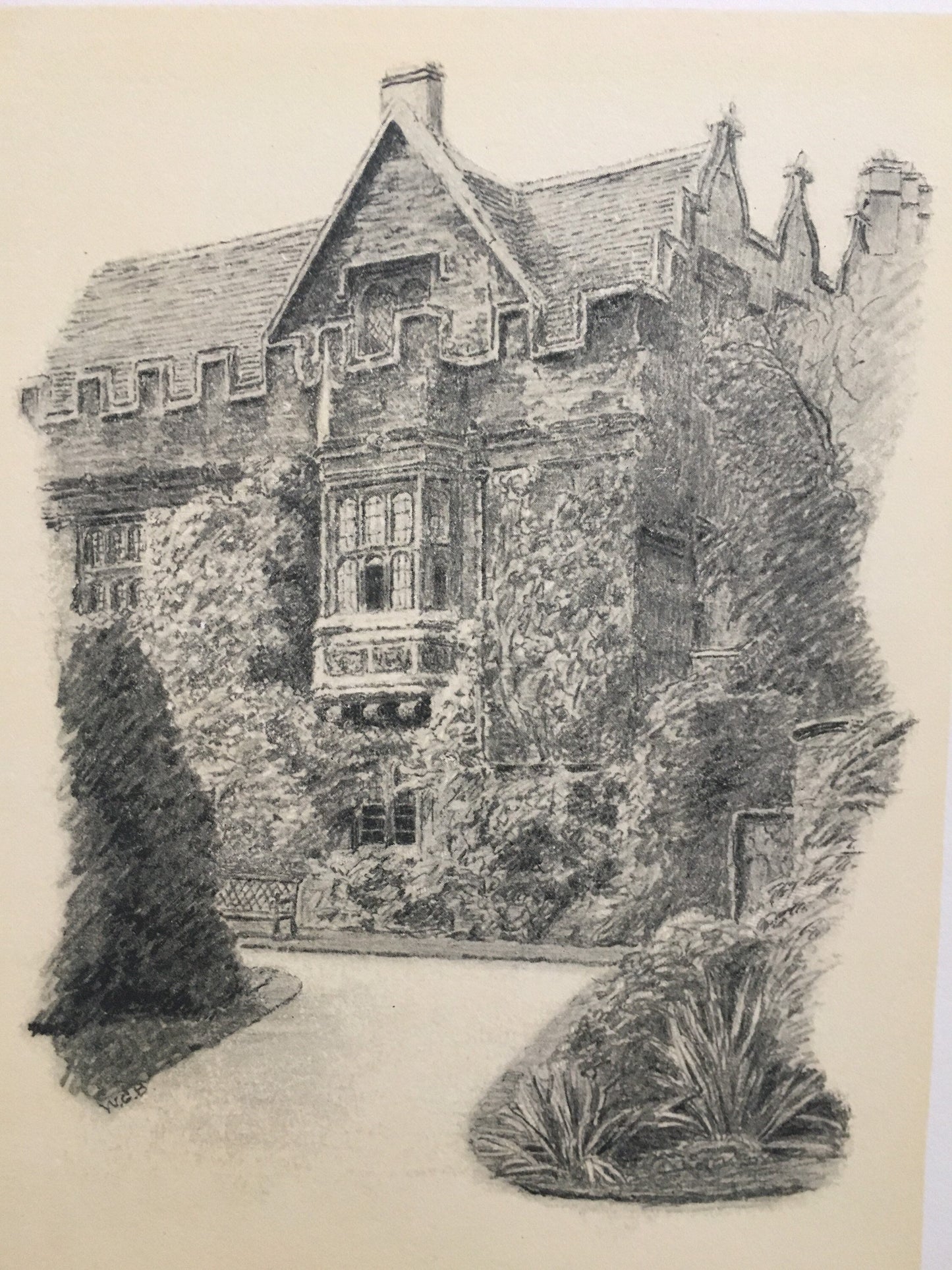 1934 OXFORD - St. JOHN'S COLLEGE: Garden Front, by W.G Blackall - Original Print - Oxford University Print - 7.5 x 9 Inches