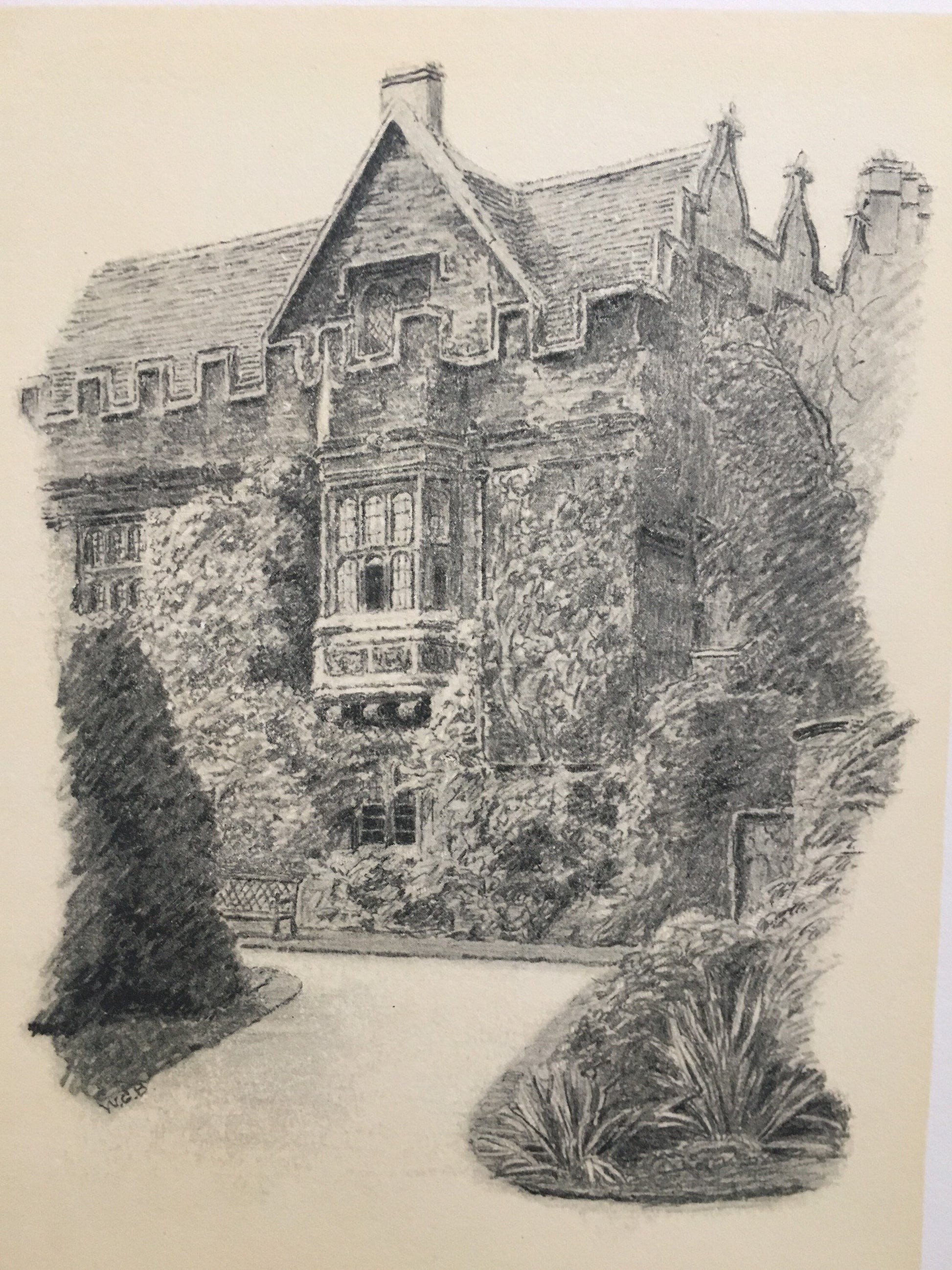 1934 OXFORD - St. JOHN'S COLLEGE: Garden Front, by W.G Blackall - Original Print - Oxford University Print - 7.5 x 9 Inches