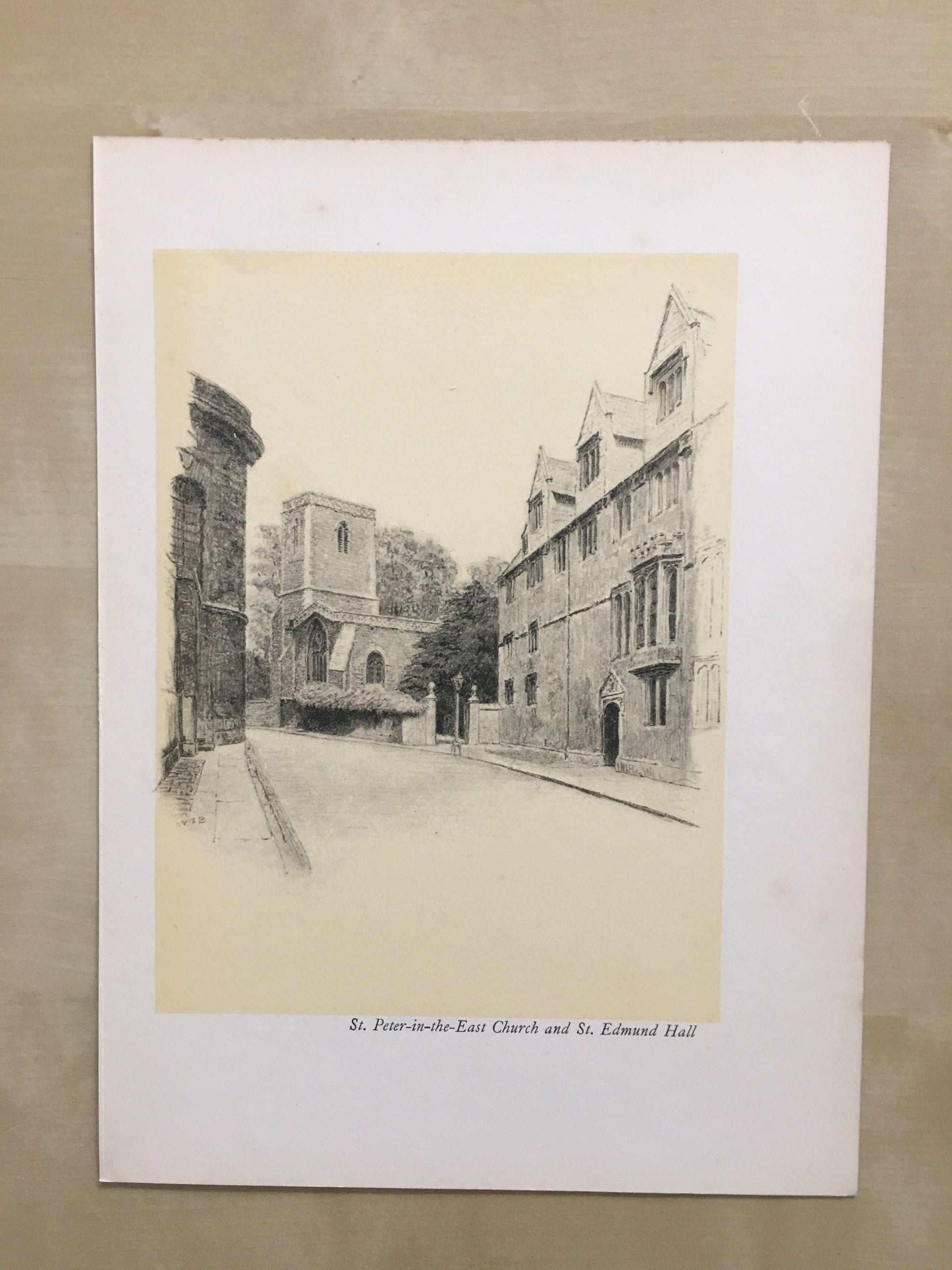 1934 OXFORD - St. Peter-in-the-East Church and St. Edmund Hall by W.G Blackall - Original Print - Oxford University - 7.5 x 9 Inches