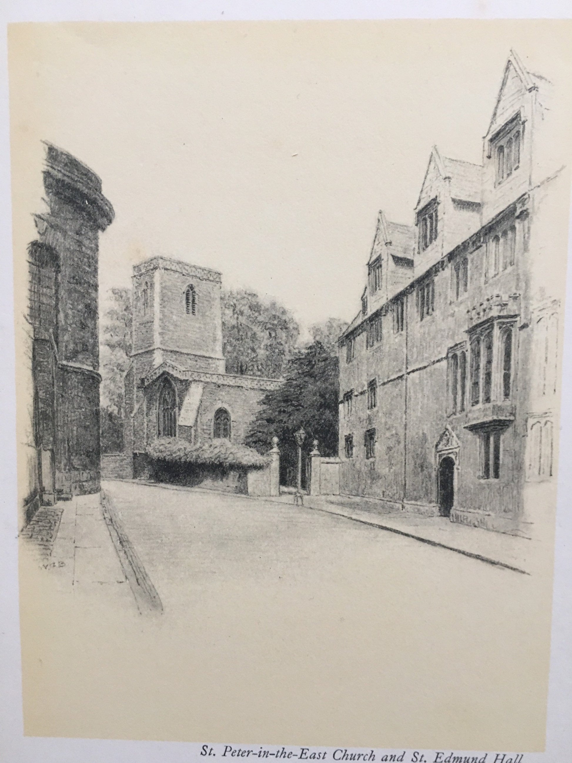 1934 OXFORD - St. Peter-in-the-East Church and St. Edmund Hall by W.G Blackall - Original Print - Oxford University - 7.5 x 9 Inches