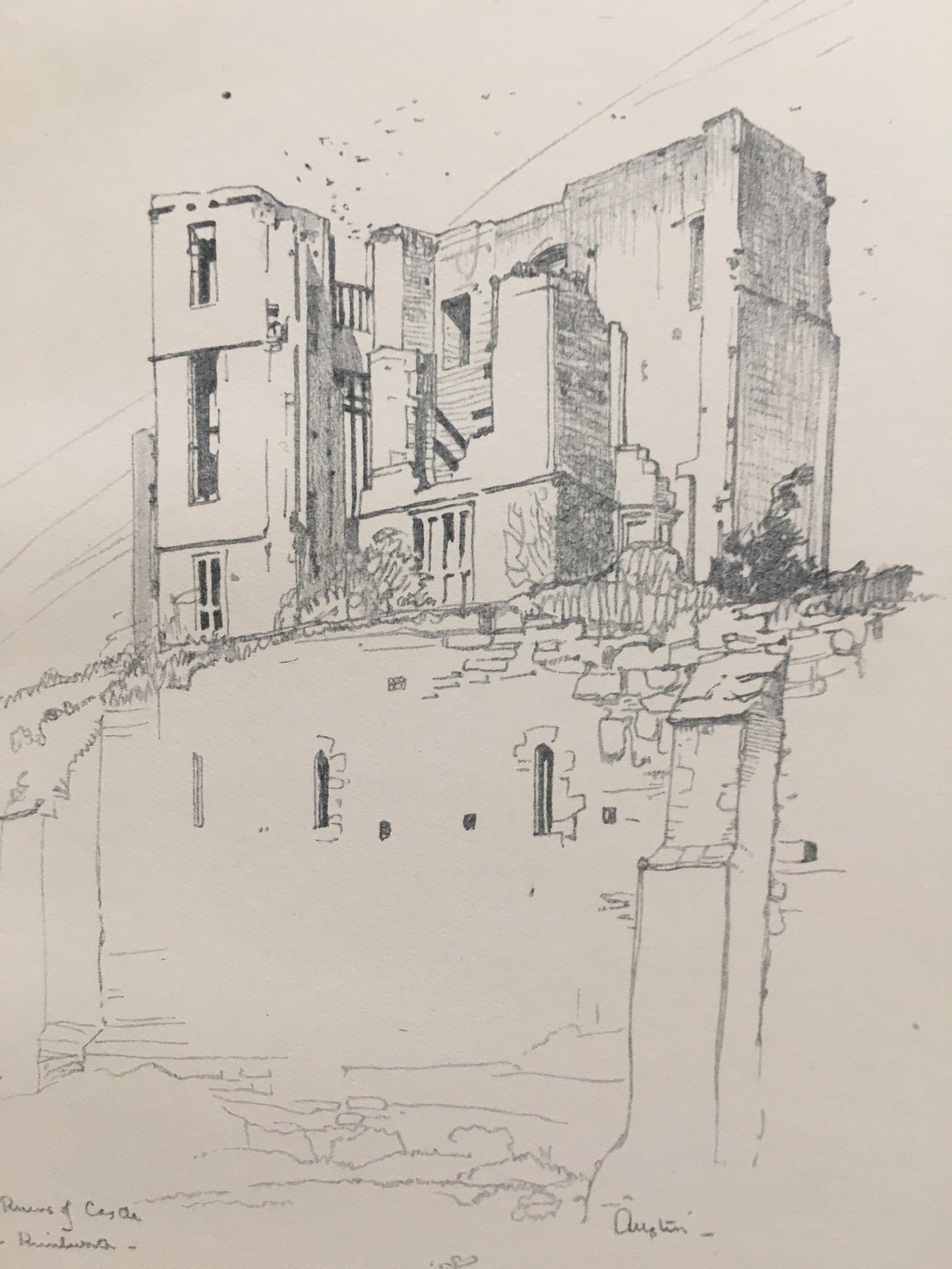 1920 WARWICK - KENILWORTH CASTLE - Antique Warwick Print - Local History Print - Warwick Wall Art - Over 100 Years Old