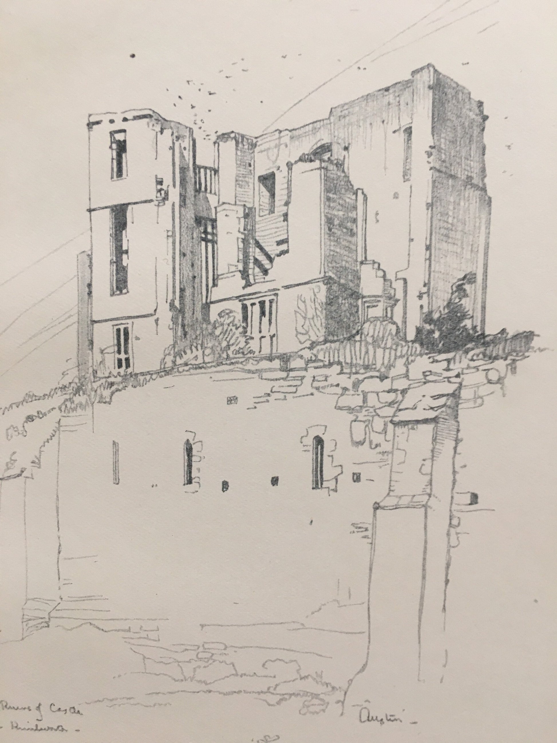 1920 WARWICK - KENILWORTH CASTLE - Antique Warwick Print - Local History Print - Warwick Wall Art - Over 100 Years Old