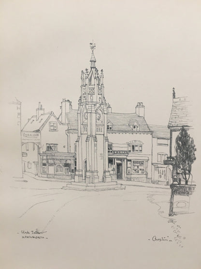 1920 WARWICK - KENILWORTH: Clock Tower - Antique Warwick Print - Local History Print - Warwick Wall Art - Over 100 Years Old