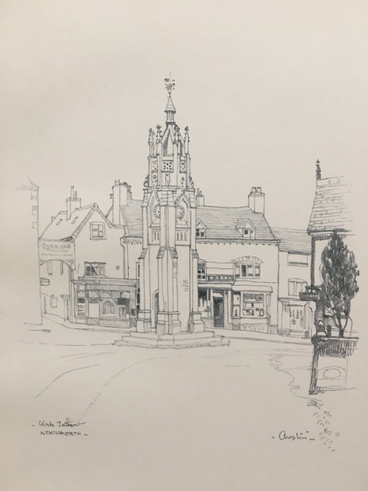 1920 WARWICK - KENILWORTH: Clock Tower - Antique Warwick Print - Local History Print - Warwick Wall Art - Over 100 Years Old