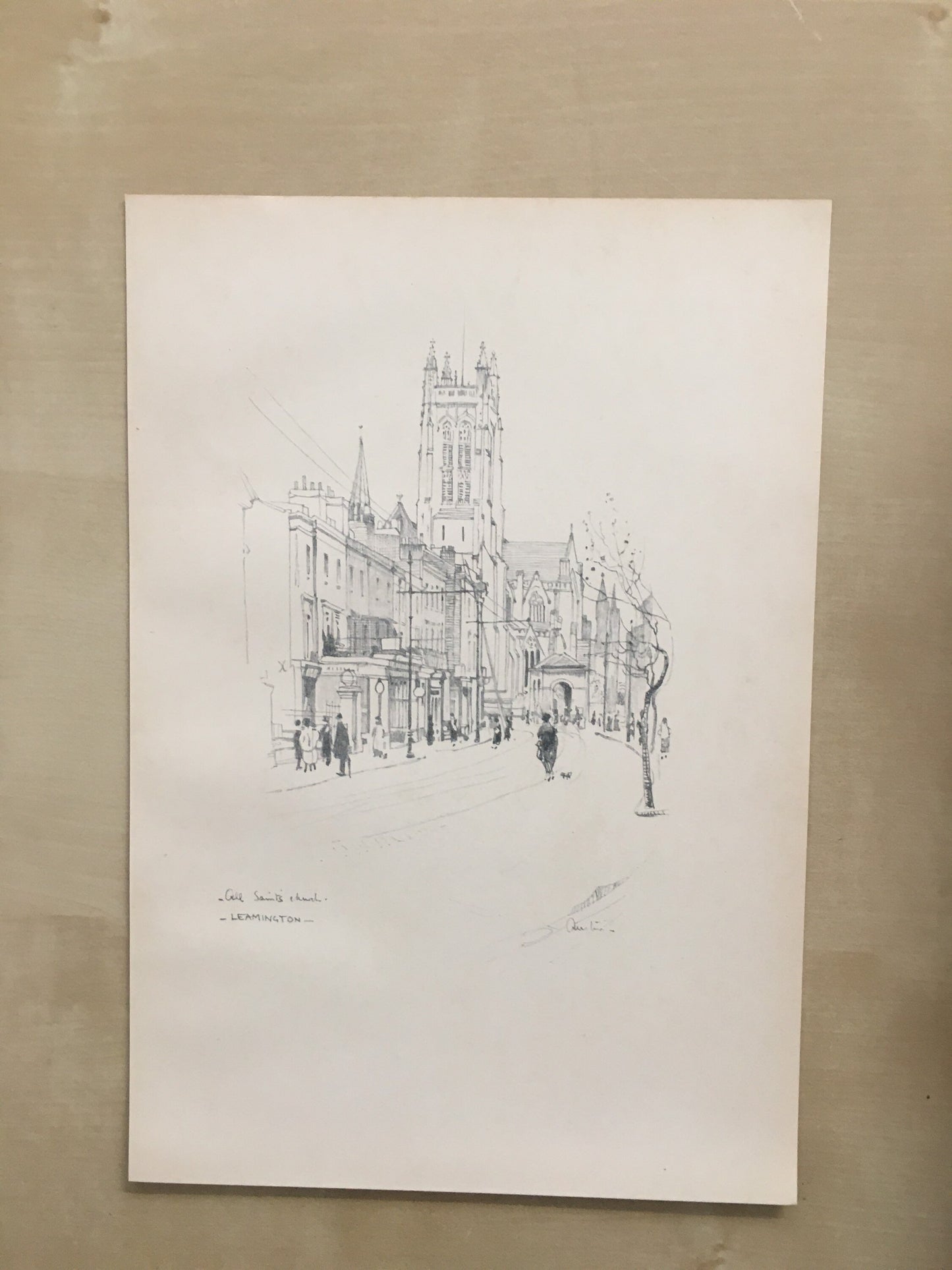 1920 LEAMINGTON - All Saints' Church - Antique Warwick Print - Local History Print - Warwick Wall Art - Over 100 Years Old