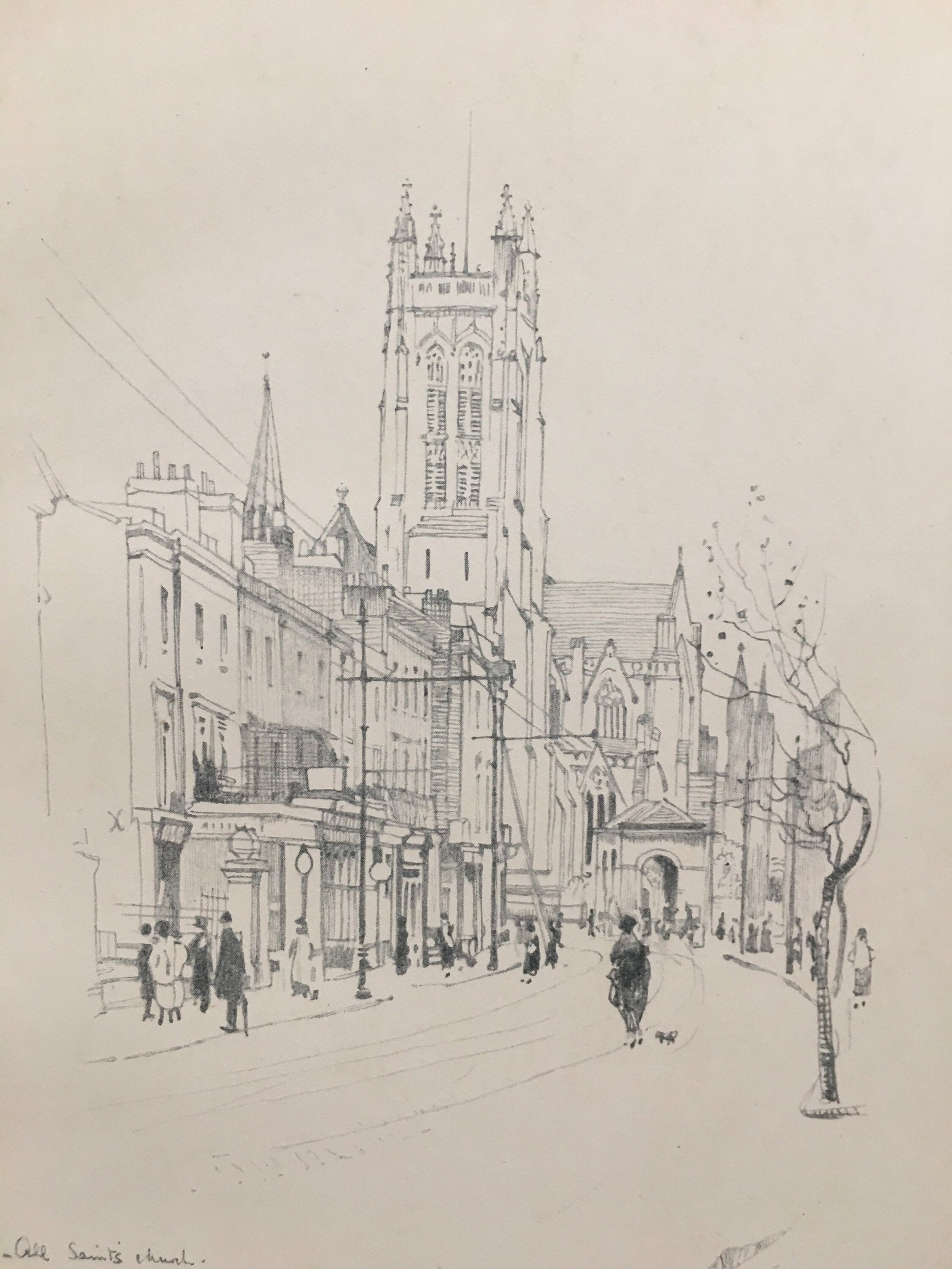 1920 LEAMINGTON - All Saints' Church - Antique Warwick Print - Local History Print - Warwick Wall Art - Over 100 Years Old