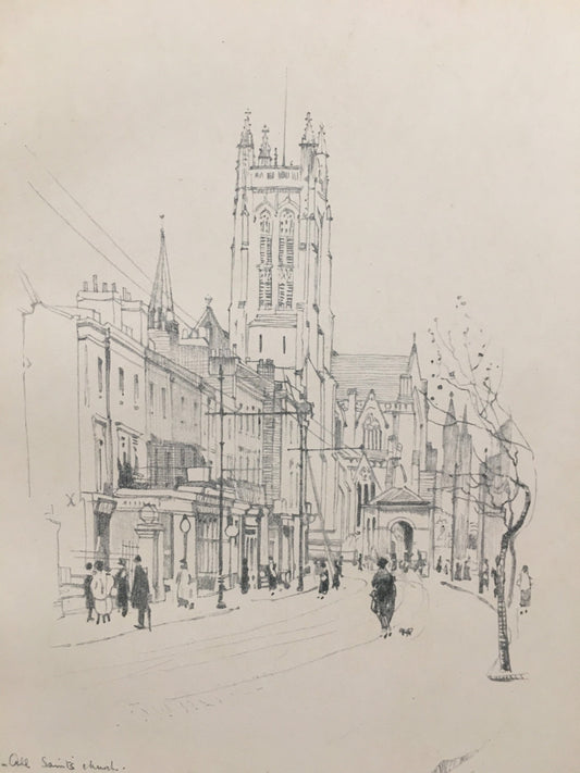 1920 LEAMINGTON - All Saints' Church - Antique Warwick Print - Local History Print - Warwick Wall Art - Over 100 Years Old