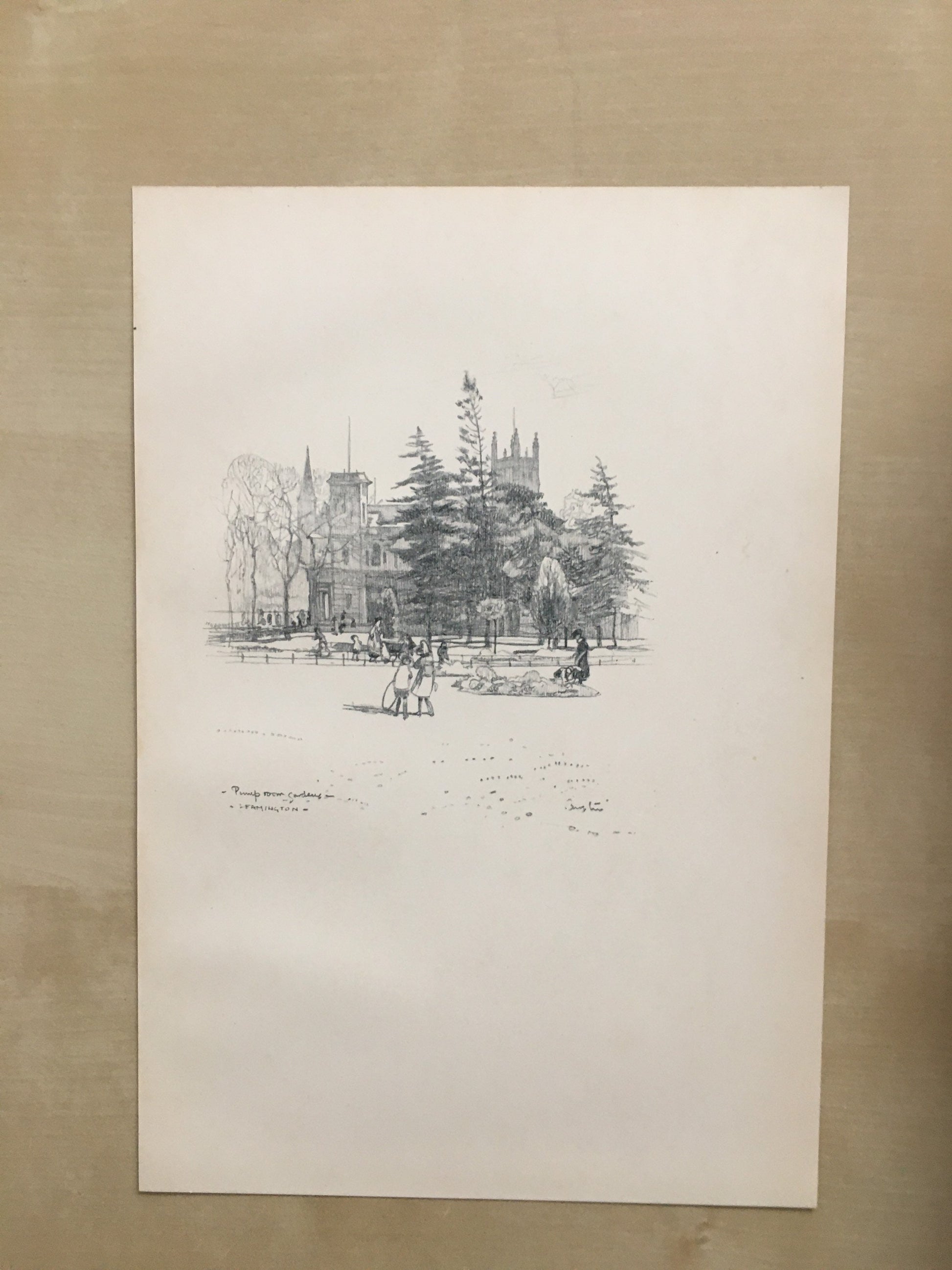 1920 LEAMINGTON - Pump Room Gardens - Antique Warwick Print - Local History Print - Warwick Wall Art - Over 100 Years Old