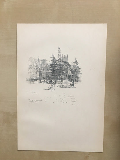 1920 LEAMINGTON - Pump Room Gardens - Antique Warwick Print - Local History Print - Warwick Wall Art - Over 100 Years Old