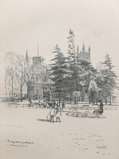 1920 LEAMINGTON - Pump Room Gardens - Antique Warwick Print - Local History Print - Warwick Wall Art - Over 100 Years Old