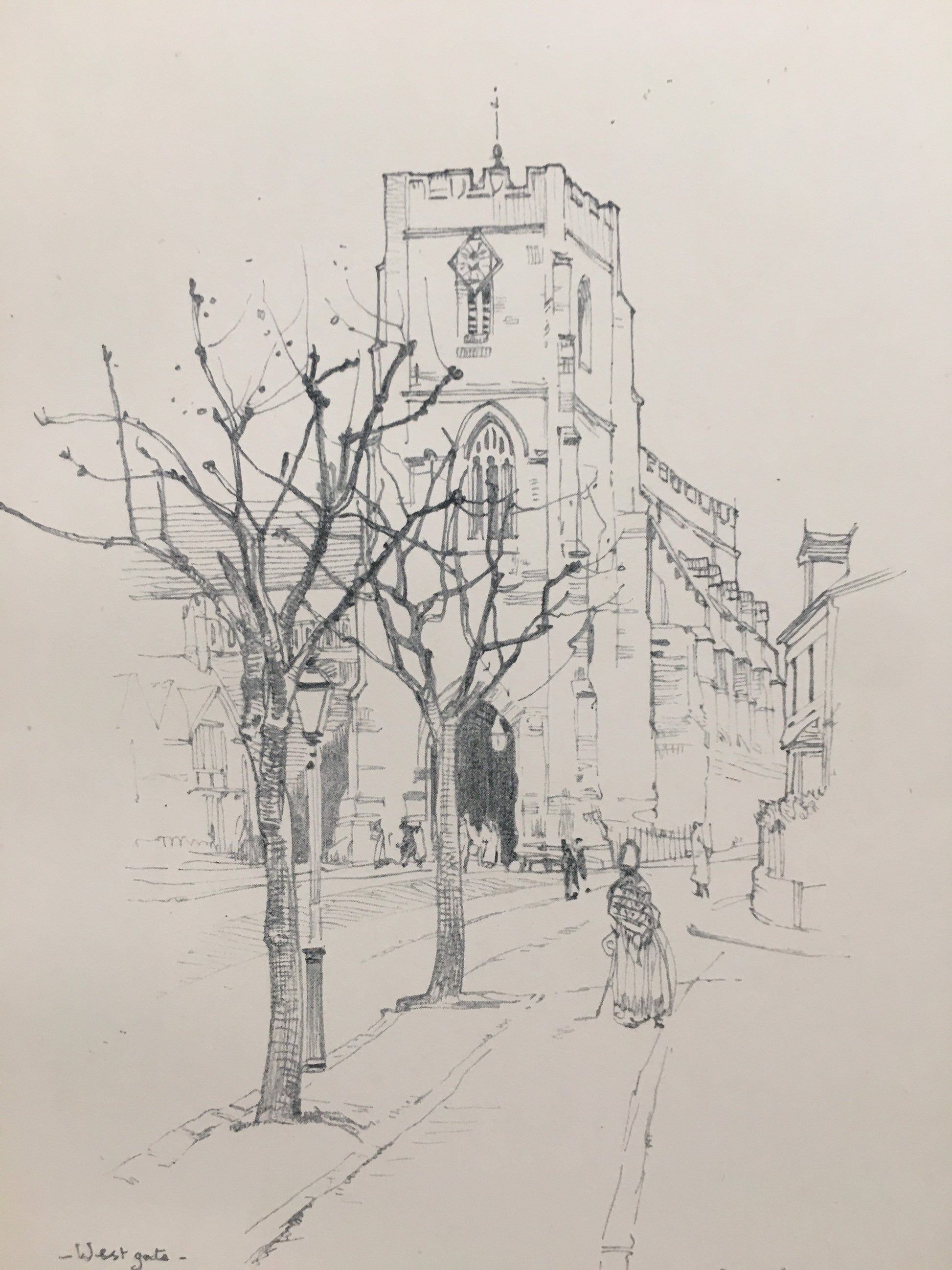 1920 WARWICK - WESTGATE - Antique Warwick Print - Local History Print - Warwick Wall Art - Over 100 Years Old