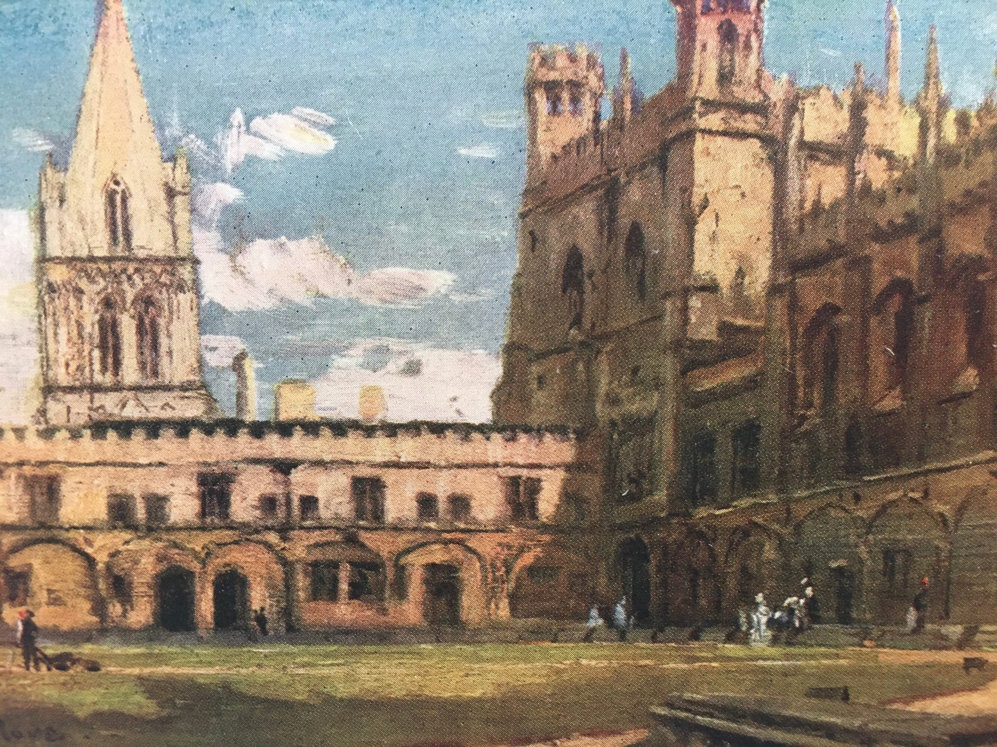 1903 OXFORD - CHRIST CHURCH, Tom Quadrangle - Oxford University Print - John Fulleylove - Antique Oxford Print - 8.5 x 6 Inches