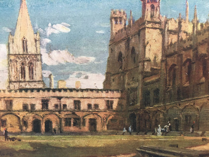 1903 OXFORD - CHRIST CHURCH, Tom Quadrangle - Oxford University Print - John Fulleylove - Antique Oxford Print - 8.5 x 6 Inches