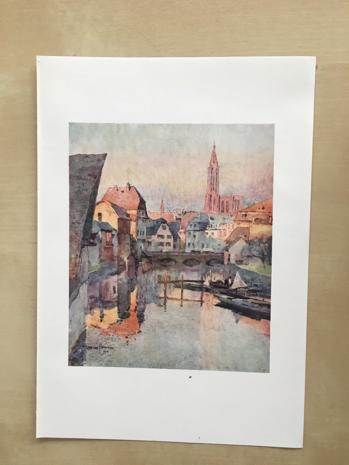 1912 GERMANY - STRASBURG - Germany Print - German City Print - Germany Painting - 8.5 x 6 Inches