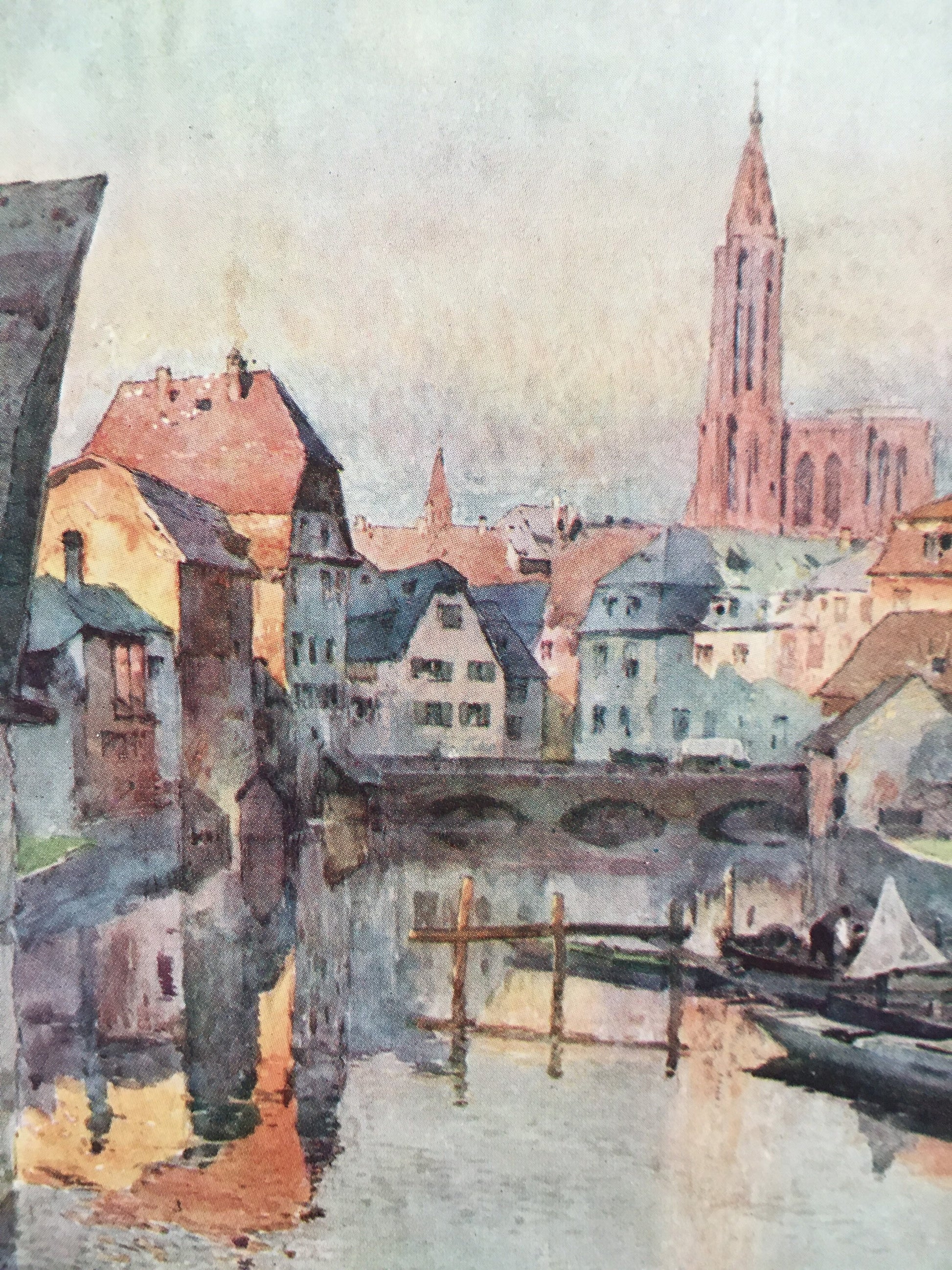 1912 GERMANY - STRASBURG - Germany Print - German City Print - Germany Painting - 8.5 x 6 Inches