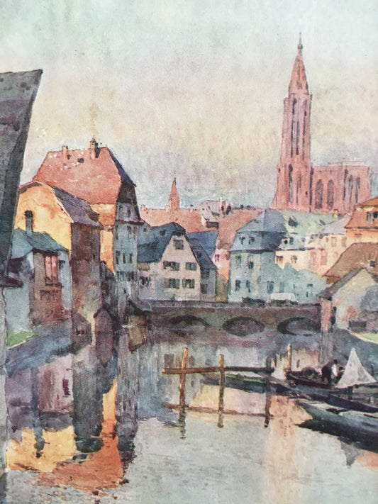 1912 GERMANY - STRASBURG - Germany Print - German City Print - Germany Painting - 8.5 x 6 Inches