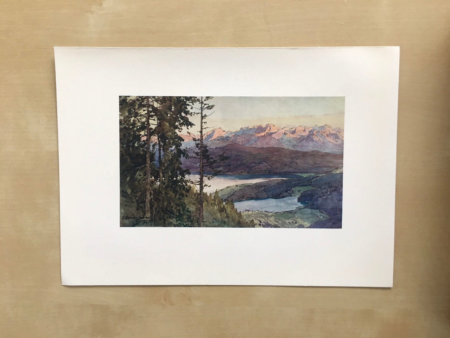 1912 GERMANY - WALCHENSEE or Lake Walchen - Germany Print - German City Print - Germany Painting - 8.5 x 6 Inches