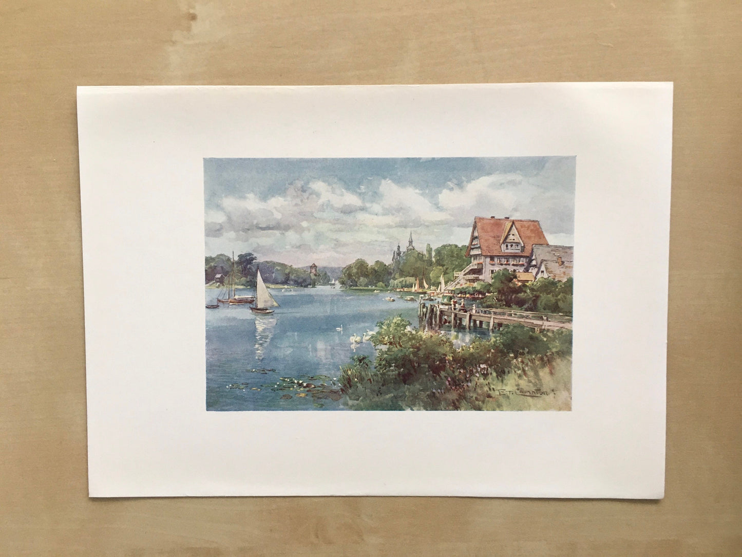 1912 GERMANY - KLEINER WANNSEE - Germany Print - German City Print - Germany Painting - 8.5 x 6 Inches