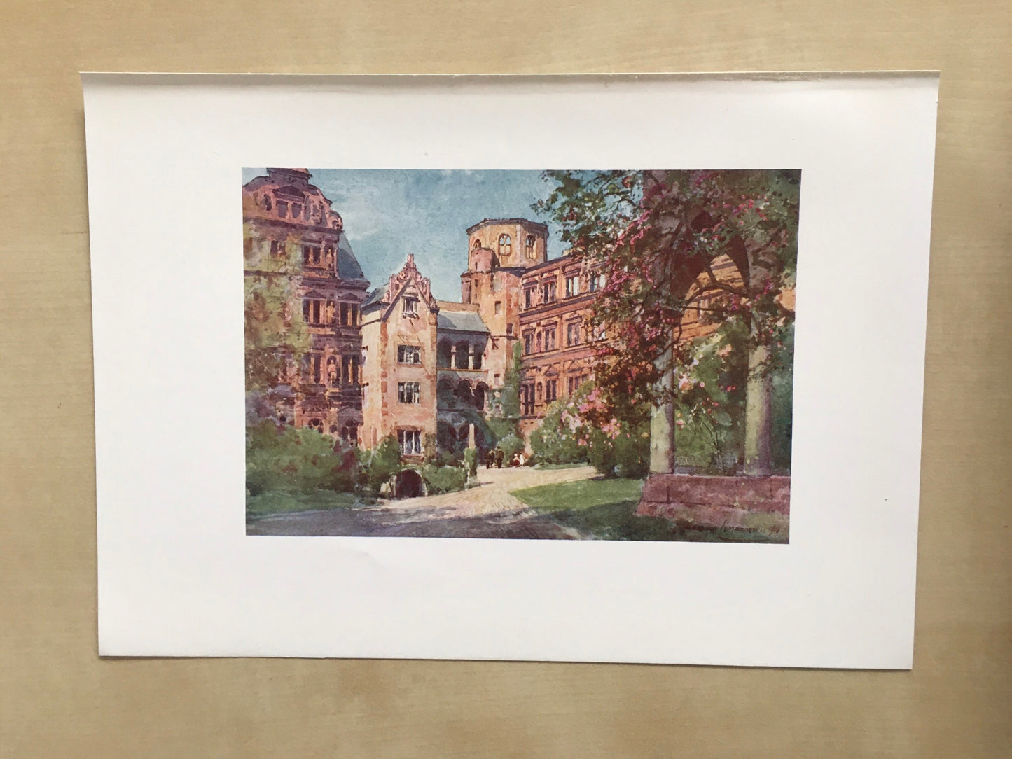 1912 GERMANY - HEIDELBERG CASTLE - Germany Print - German City Print - Germany Painting - 8.5 x 6 Inches