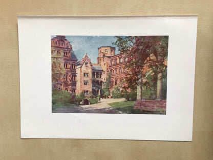 1912 GERMANY - HEIDELBERG CASTLE - Germany Print - German City Print - Germany Painting - 8.5 x 6 Inches