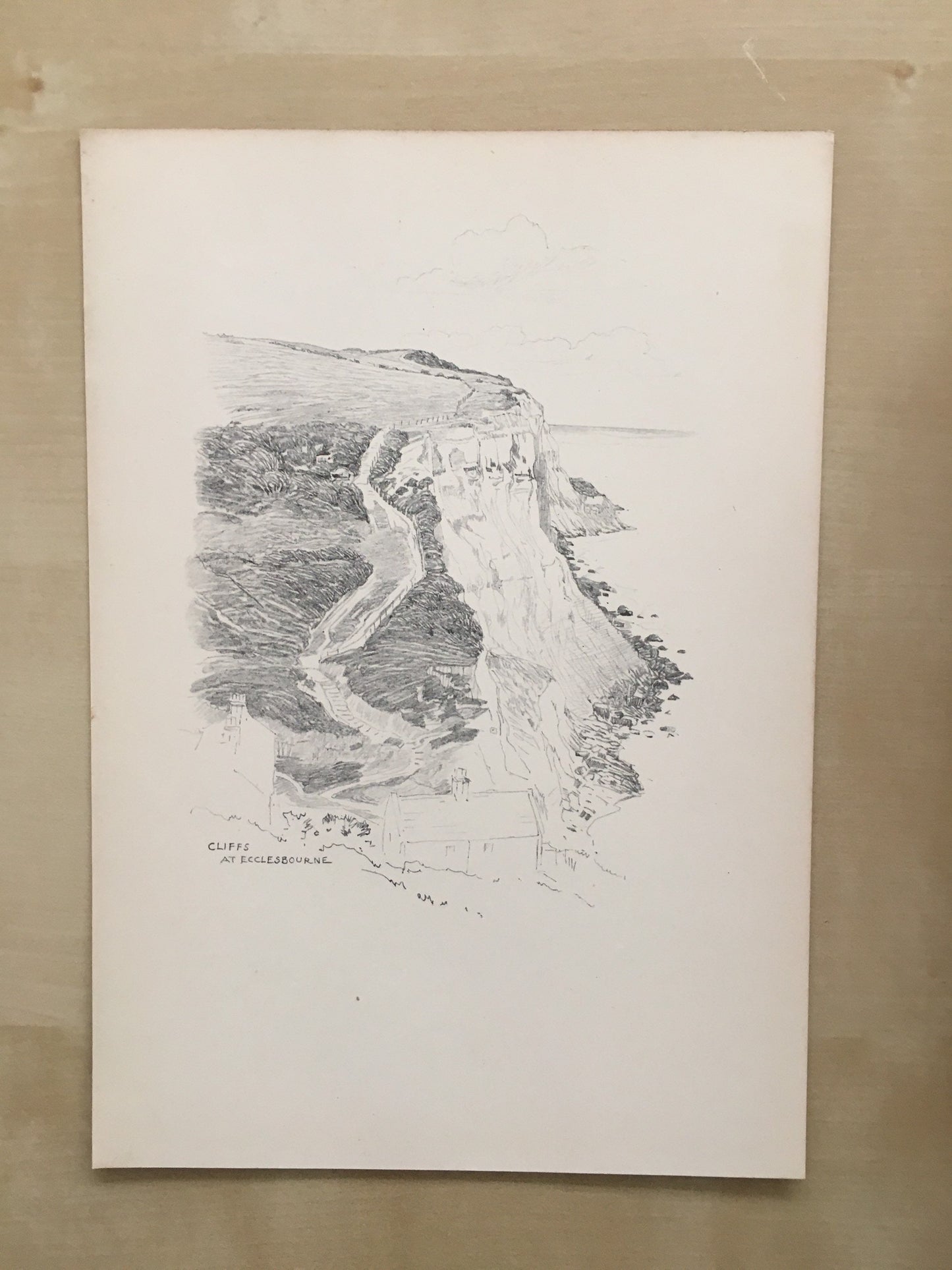 1915 HASTINGS - ECCLESBOURNE CLIFFS - Antique Hastings Print - Local History Print - Hasting Kent Wall Art - Over 100 Years Old