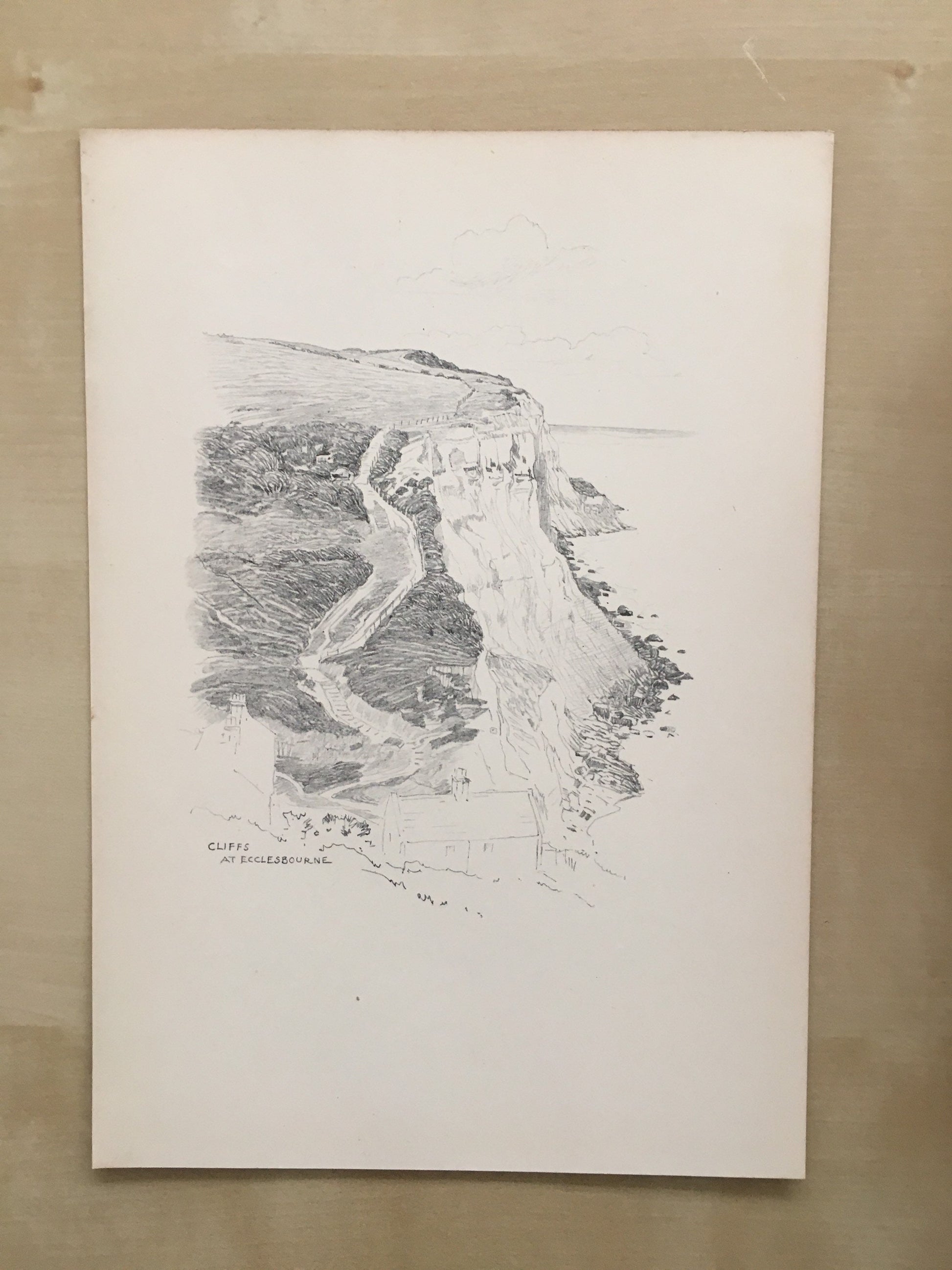 1915 HASTINGS - ECCLESBOURNE CLIFFS - Antique Hastings Print - Local History Print - Hasting Kent Wall Art - Over 100 Years Old