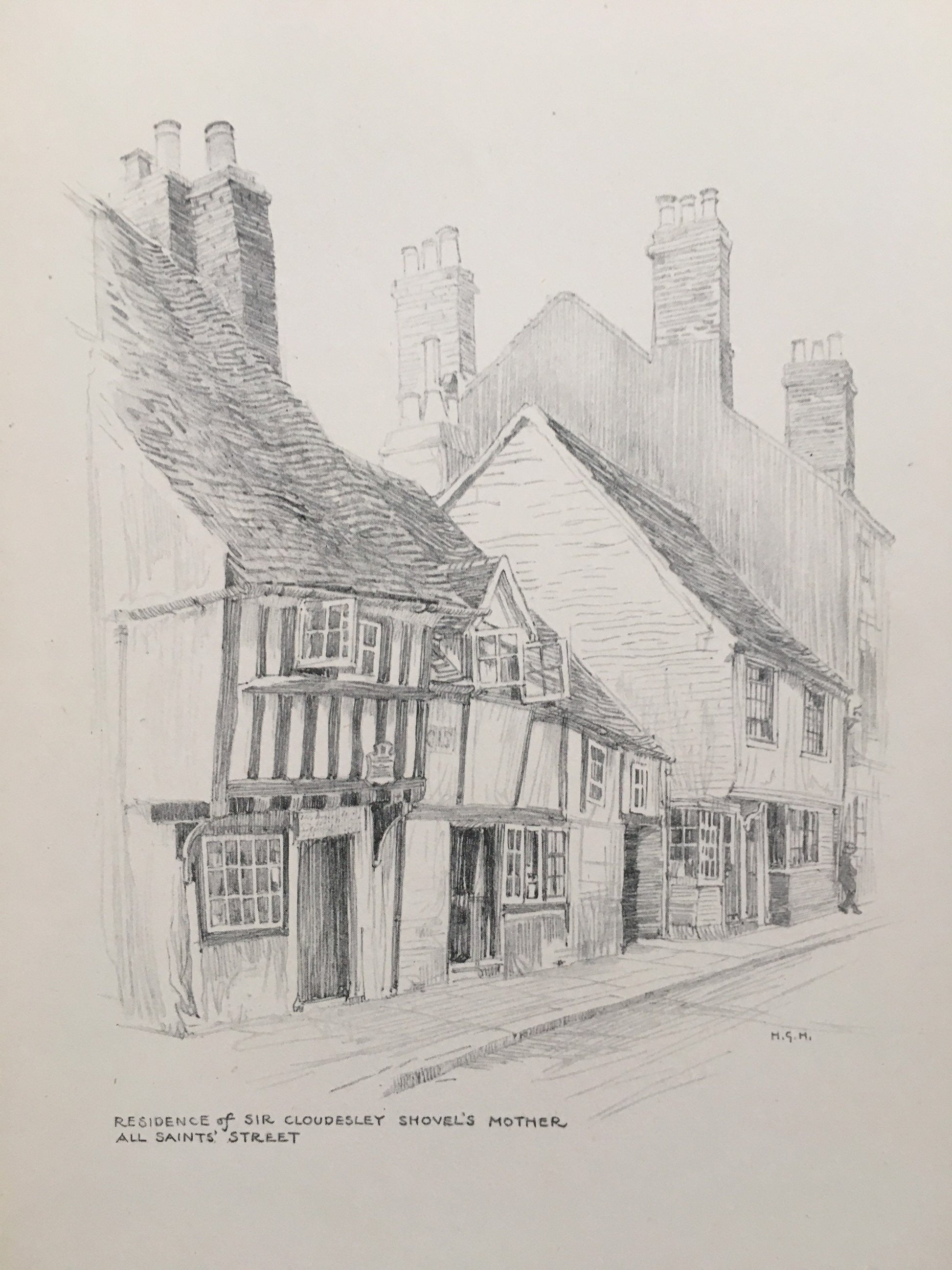 1915 HASTINGS - Sir Cloudesley Shovel's House - Antique Hastings Print - Local History Print - Hasting Kent Wall Art - Over 100 Years Old