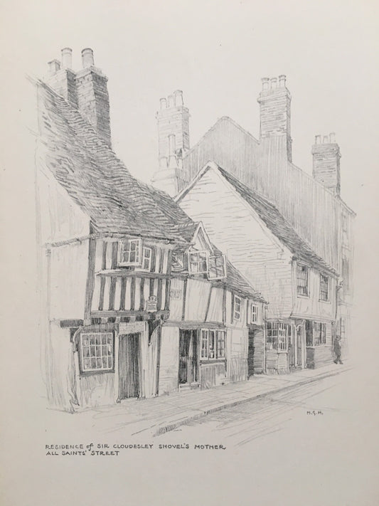 1915 HASTINGS - Sir Cloudesley Shovel's House - Antique Hastings Print - Local History Print - Hasting Kent Wall Art - Over 100 Years Old