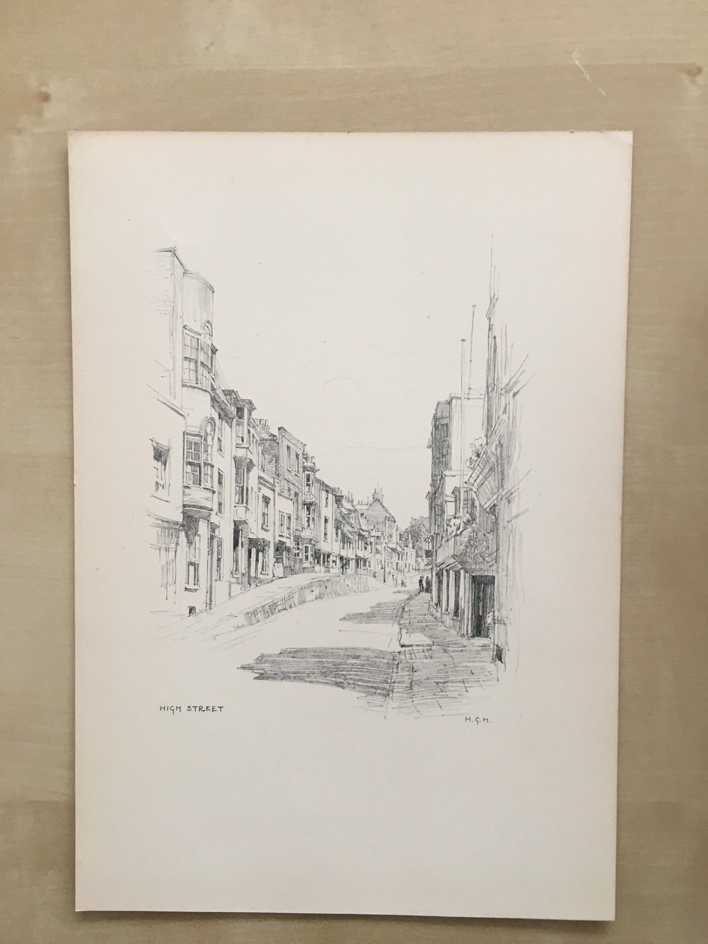 1915 HASTINGS - HIGH STREET - Antique Hastings Print - Local History Print - Hasting Kent Wall Art - Over 100 Years Old