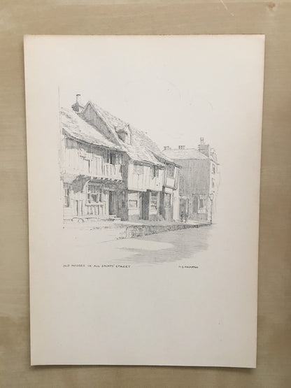 1915 HASTINGS - All Saints' Street - Antique Hastings Print - Local History Print - Hasting Kent Wall Art - Over 100 Years Old