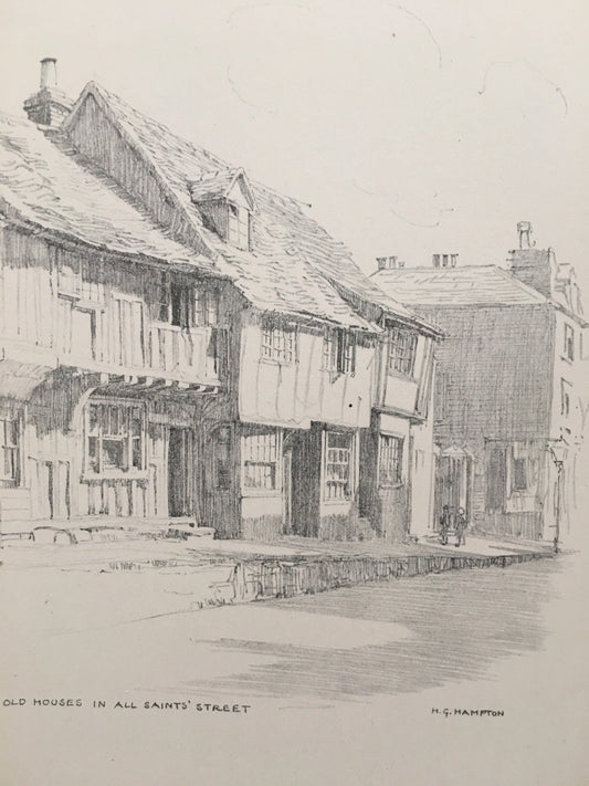 1915 HASTINGS - All Saints' Street - Antique Hastings Print - Local History Print - Hasting Kent Wall Art - Over 100 Years Old