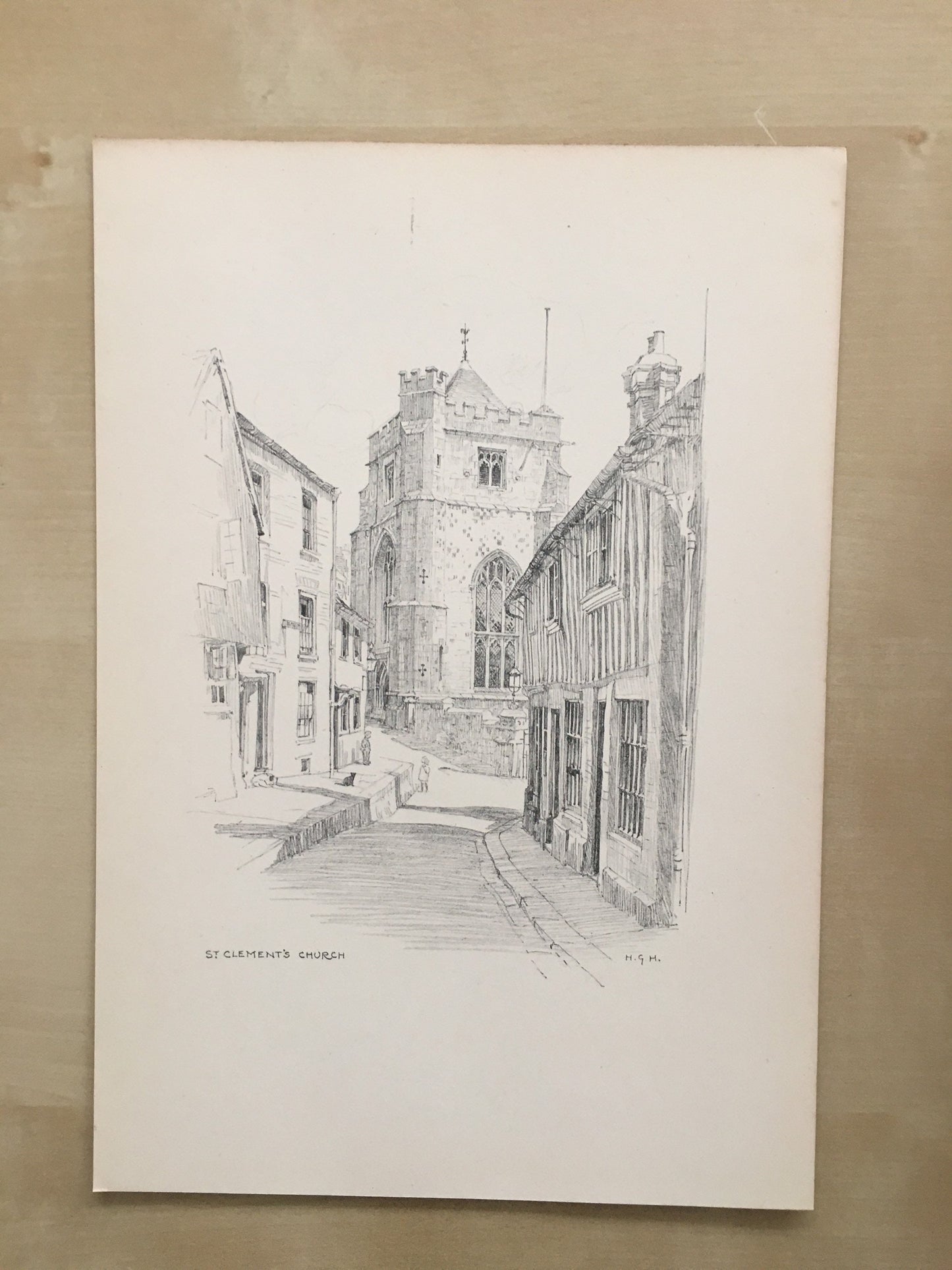 1915 HASTINGS - St. CLEMENT'S CHURCH - Antique Hastings Print - Local History Print - Hasting Kent Wall Art - Over 100 Years Old