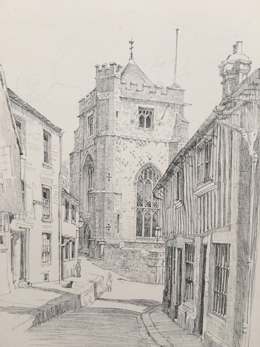 1915 HASTINGS - St. CLEMENT'S CHURCH - Antique Hastings Print - Local History Print - Hasting Kent Wall Art - Over 100 Years Old