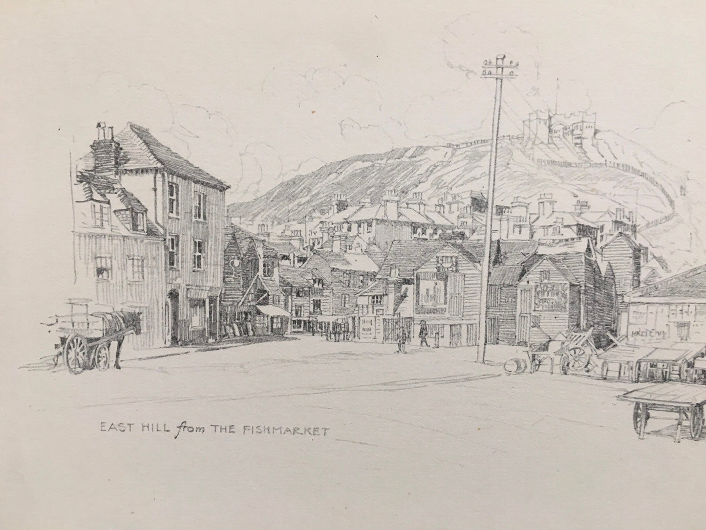 1915 HASTINGS - EAST HILL - Antique Hastings Print - Local History Print - Hasting Kent Wall Art - Over 100 Years Old