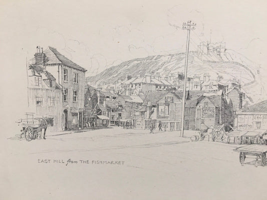 1915 HASTINGS - EAST HILL - Antique Hastings Print - Local History Print - Hasting Kent Wall Art - Over 100 Years Old