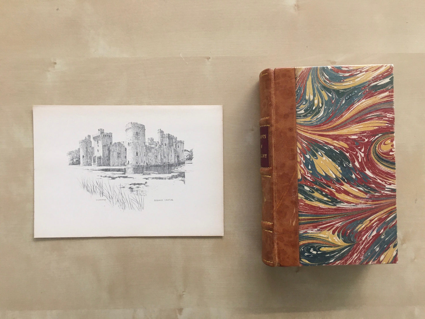 1915 HASTINGS - BODIAM CASTLE - Antique Hastings Print - Local History Print - Hasting Kent Wall Art - Over 100 Years Old