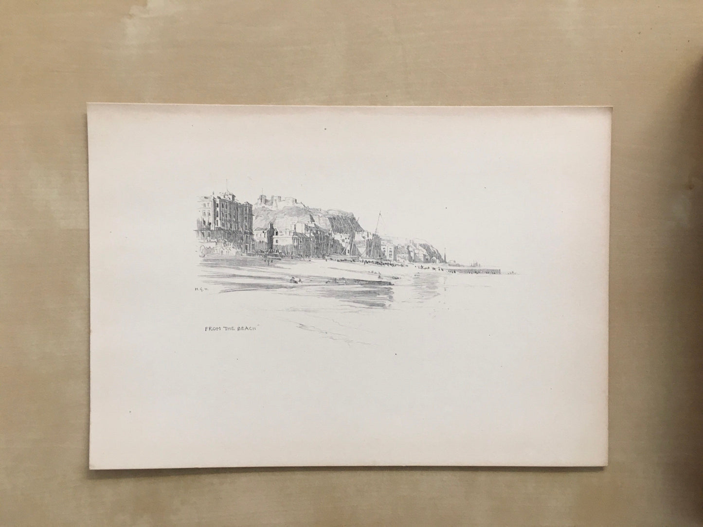 1915 HASTINGS - From the Beach - Antique Hastings Print - Local History Print - Hasting Kent Wall Art - Over 100 Years Old