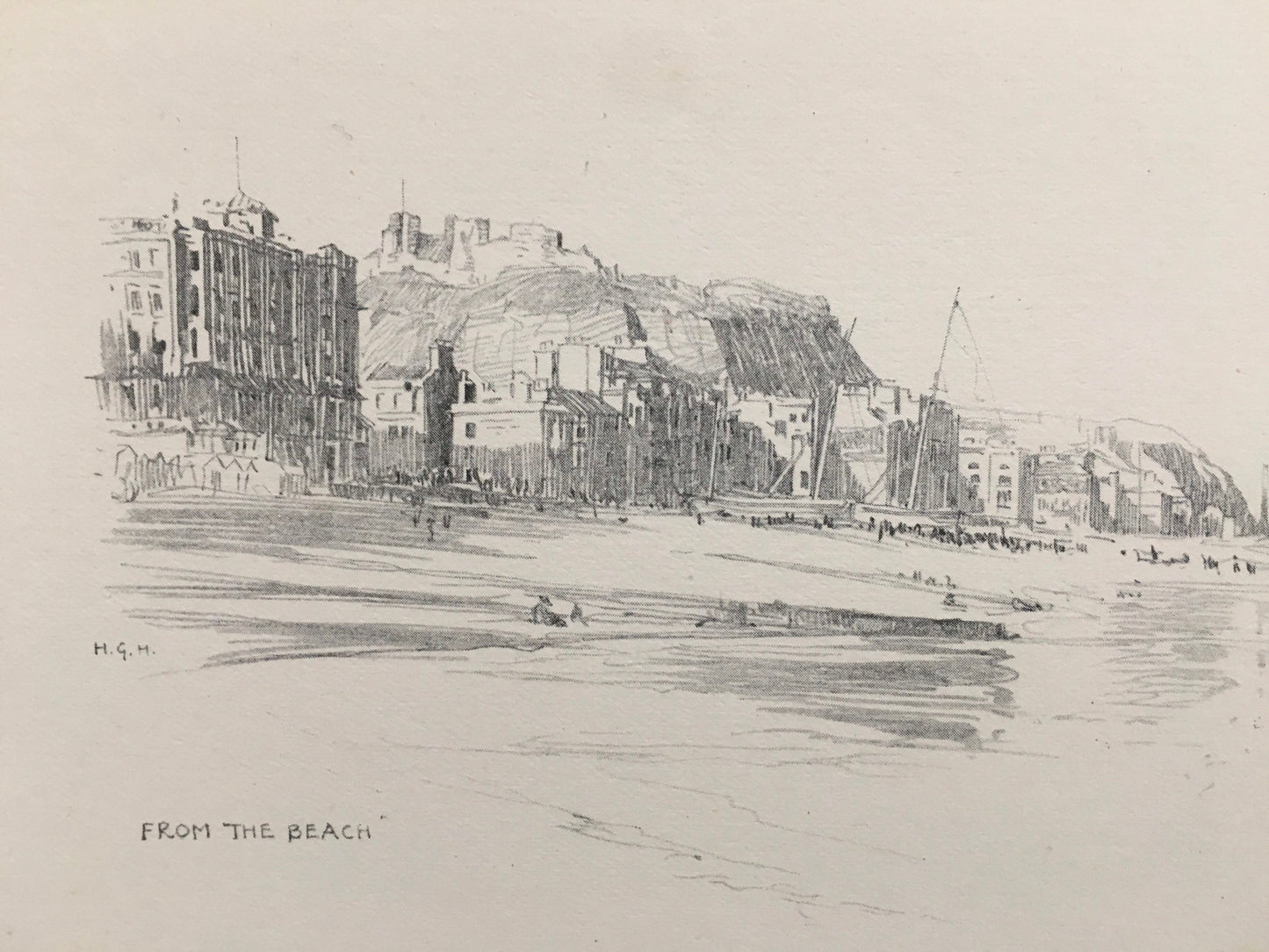 1915 HASTINGS - From the Beach - Antique Hastings Print - Local History Print - Hasting Kent Wall Art - Over 100 Years Old