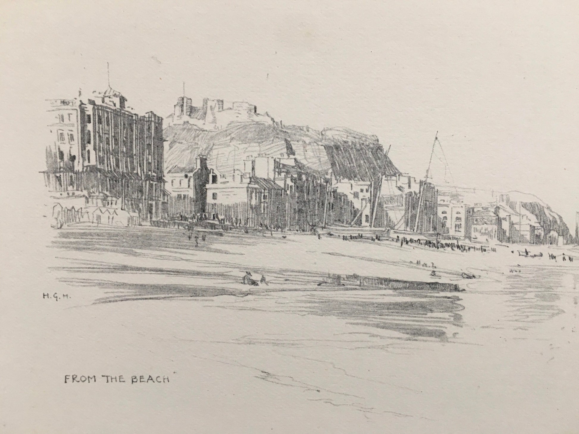 1915 HASTINGS - From the Beach - Antique Hastings Print - Local History Print - Hasting Kent Wall Art - Over 100 Years Old