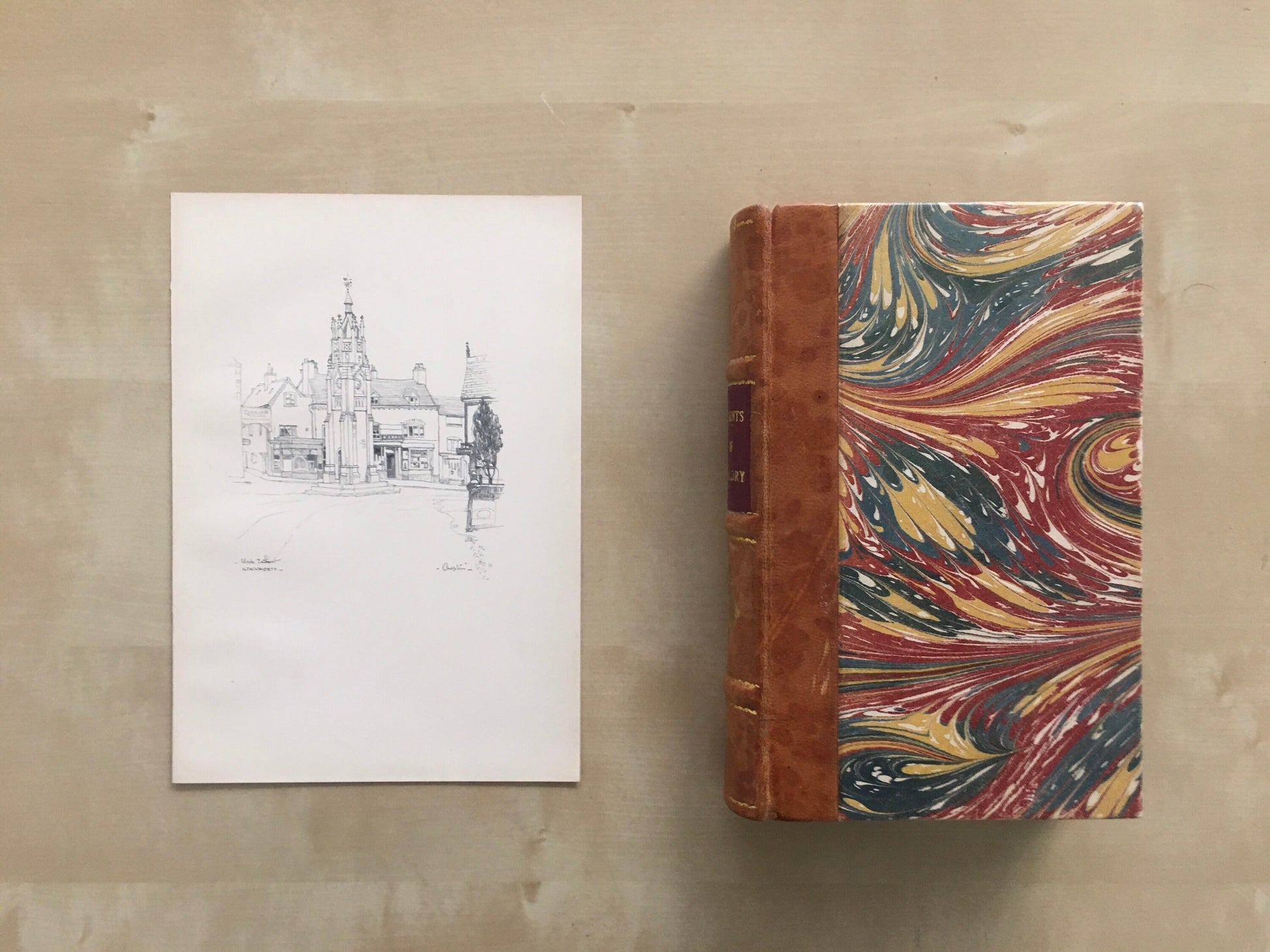 1920 WARWICK - KENILWORTH: Clock Tower - Antique Warwick Print - Local History Print - Warwick Wall Art - Over 100 Years Old