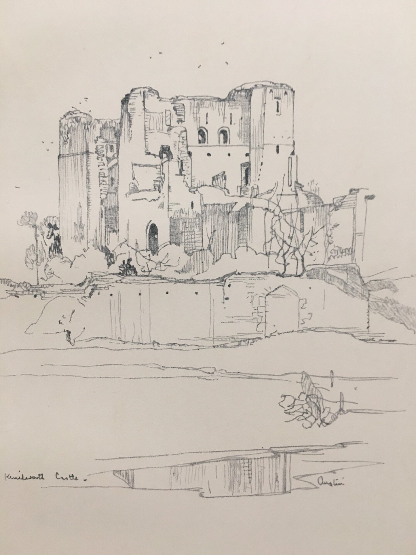 1920 WARWICK - KENILWORTH CASTLE - Antique Warwick Print - Local History Print - Warwick Wall Art - Over 100 Years Old