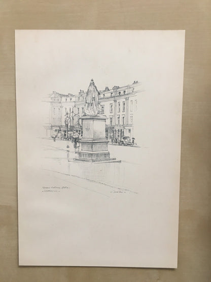 1920 LEAMINGTON - Queen Victoria Statue - Antique Warwick Print - Local History Print - Warwick Wall Art - Over 100 Years Old